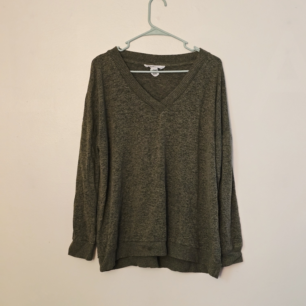 Olive V-Neck Women's Sweater